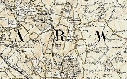 Old map of Haseley Green in 1901-1902