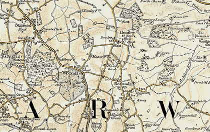 Old map of Haseley Knob in 1901-1902