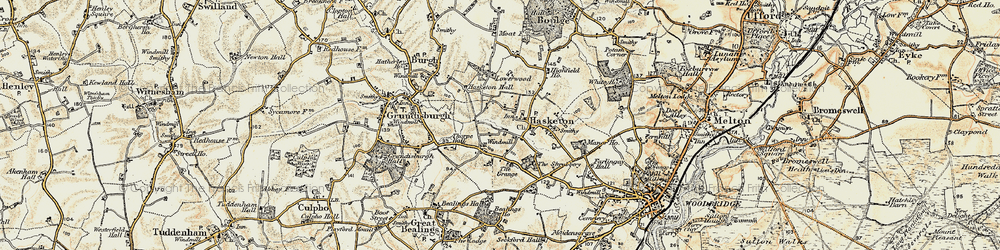 Old map of Hasketon in 1898-1901