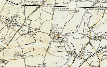 Old map of Haslingfield in 1899-1901