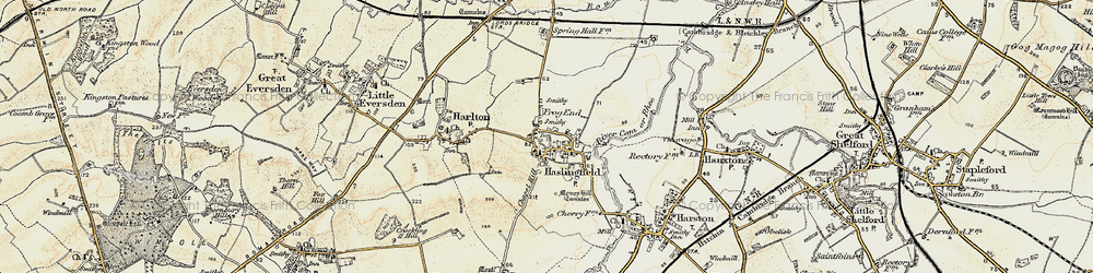Old map of Haslingfield in 1899-1901