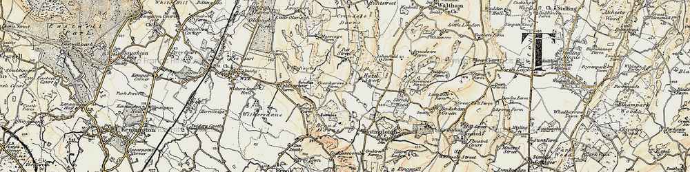 Old map of Wye Downs in 1897-1898