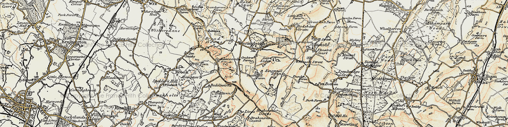 Old map of Hastingleigh in 1898