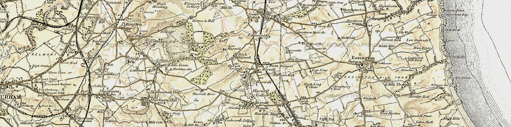 Old map of Haswell in 1901-1904