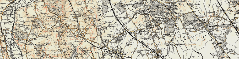 Old map of Hatch End in 1897-1898
