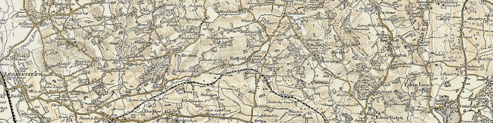 Old map of Hatfield in 1899-1902