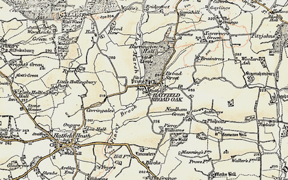 Old map of Hatfield Broad Oak in 1898-1899