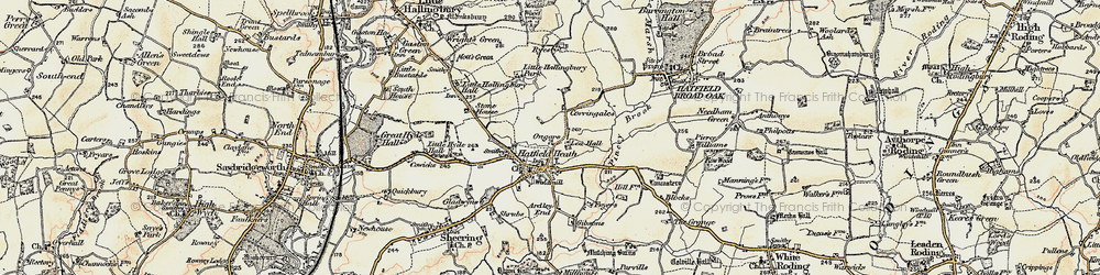 Old map of Ongars in 1898-1899
