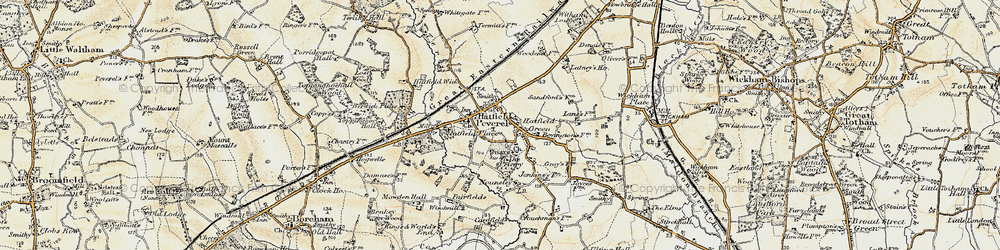 Old map of Hatfield Peverel in 1898
