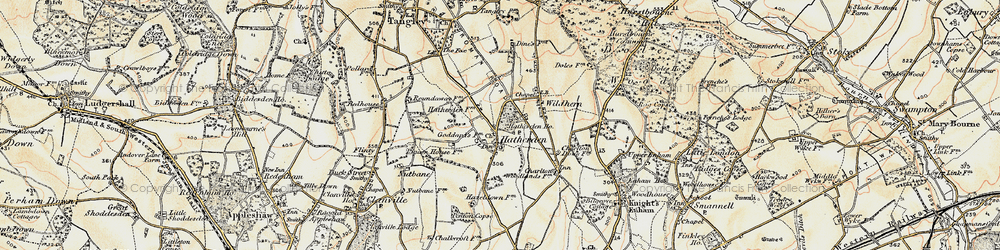 Old map of Hatherden in 1897-1900