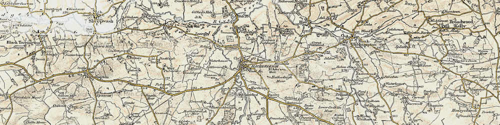 Old map of Hatherleigh in 1899-1900
