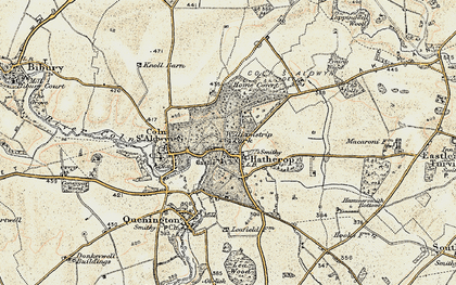 Old map of Akeman Street (Roman Road) in 1898-1899