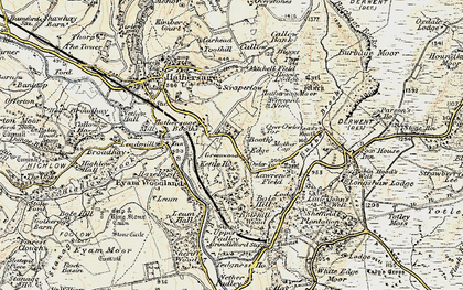 Old map of Hathersage Booths in 1902-1903