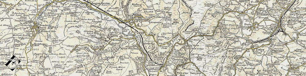 Old map of Burbage Brook in 1902-1903