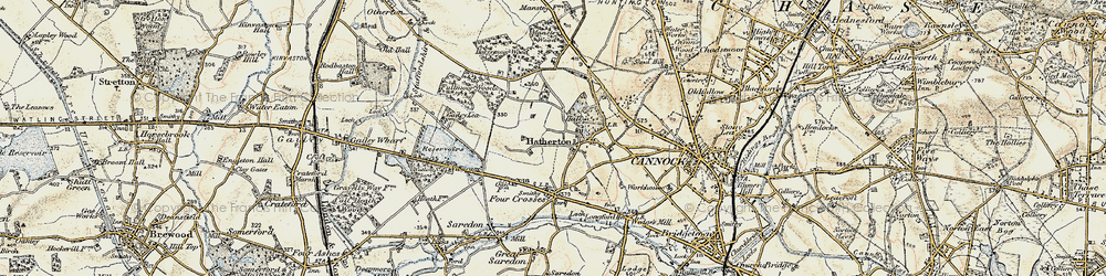 Old map of Hatherton in 1902