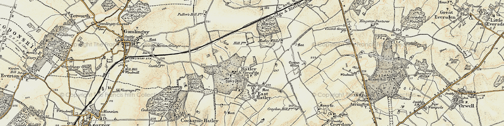 Old map of Hatley St George in 1898-1901