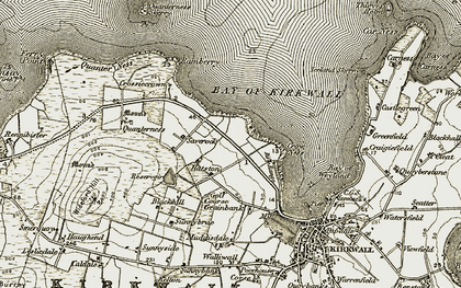 Old map of Bay of Kirkwall in 1911-1912