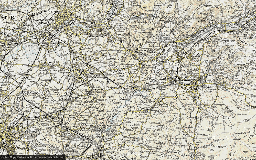Old Map of Hattersley, 1903 in 1903