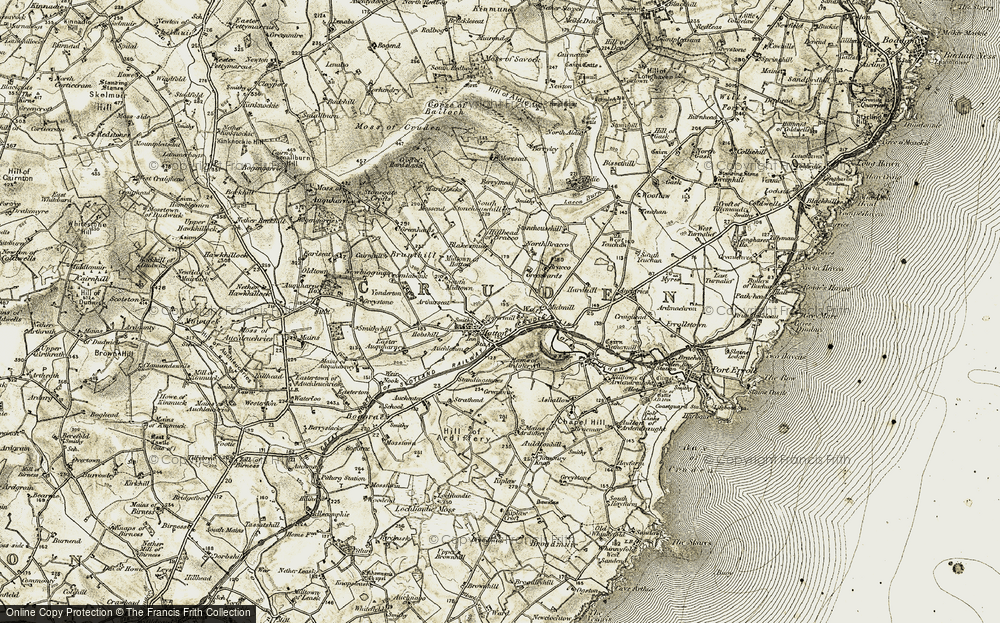 Old Map of Historic Map covering Bogbrae Croft in 1909-1910