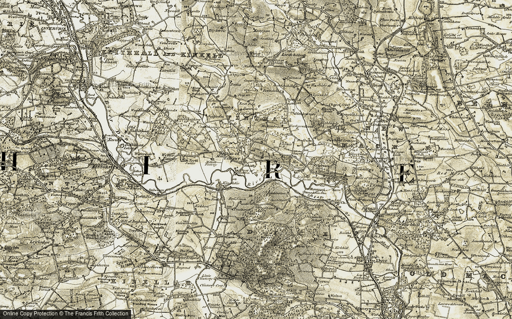 Old Map of Historic Map covering Boat of Hatton in 1909-1910