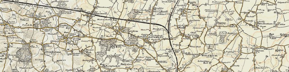 Old map of Haughley in 1899-1901