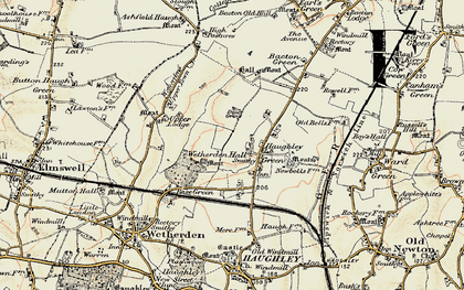 Old map of Haughley Green in 1899-1901
