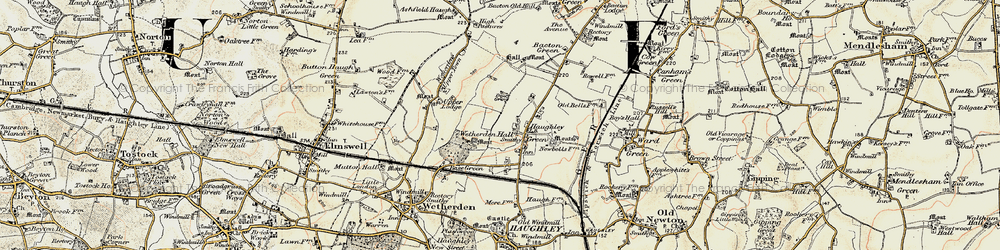 Old map of Haughley Green in 1899-1901