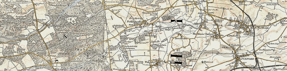 Old map of Bevercotes in 1902-1903