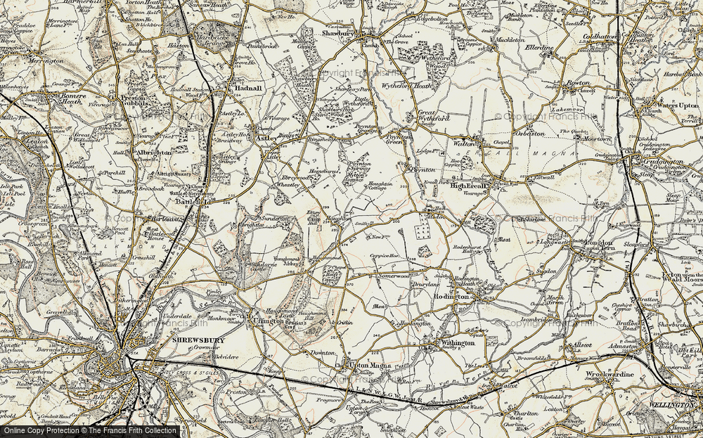 Old Map of Historic Map covering Haughmond Abbey in 1902