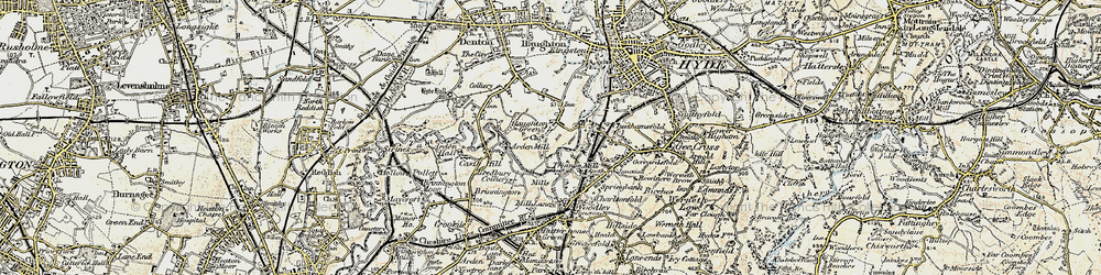 Old map of Haughton Green in 1903
