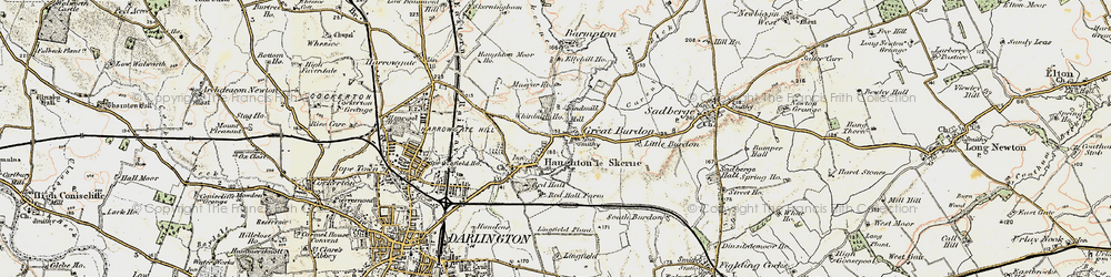 Old map of Haughton Le Skerne in 1903-1904