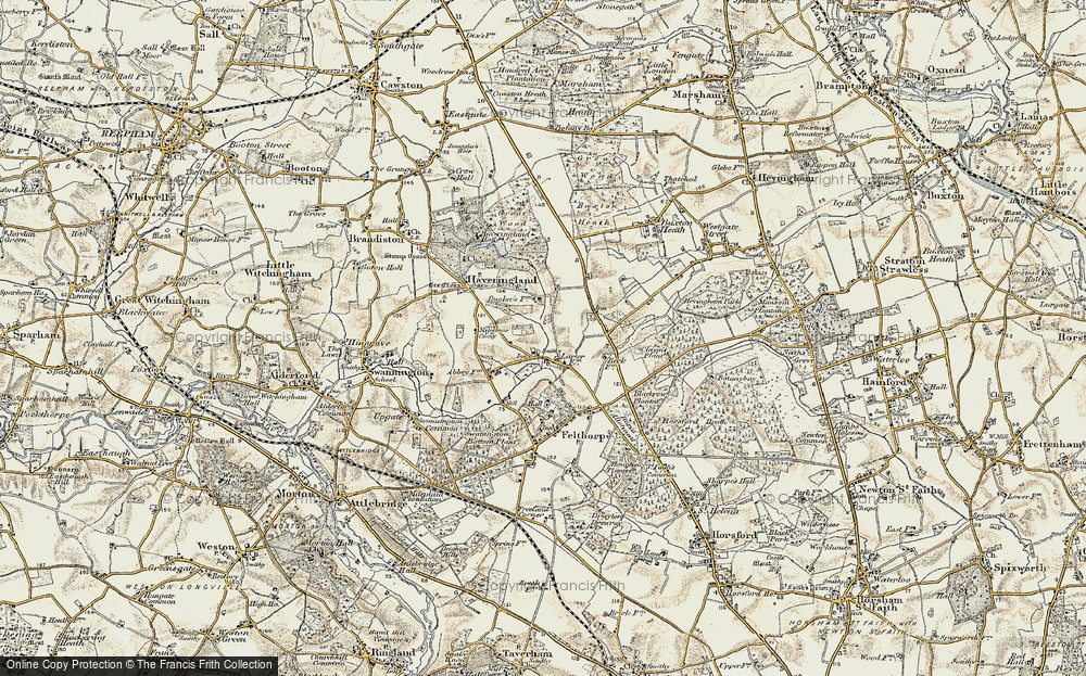 Old Map of Haveringland, 1901-1902 in 1901-1902