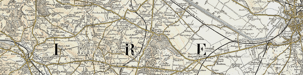 Old map of Hawarden in 1902-1903