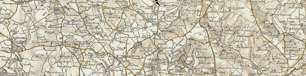 Old map of Blaenwern in 1901