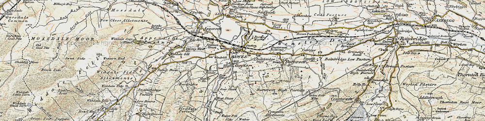 Old map of Hawes in 1903-1904
