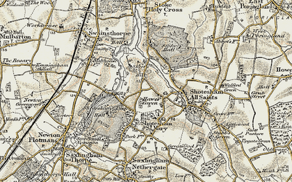 Old map of Hawes' Green in 1901-1902