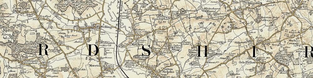 Old map of Hawkersland Cross in 1899-1901