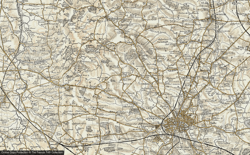 Old Map of Hawkes End, 1901-1902 in 1901-1902