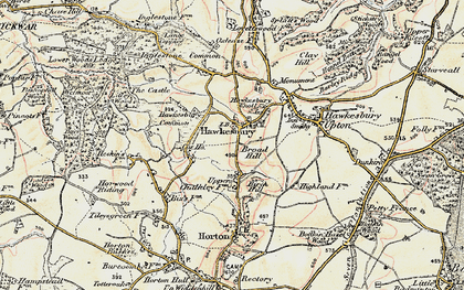 Old map of Hawkesbury Common in 1898-1899