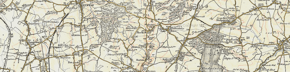 Old map of Hawkesbury Common in 1898-1899