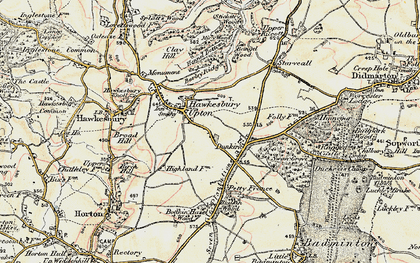 Old map of Hawkesbury Upton in 1898-1899