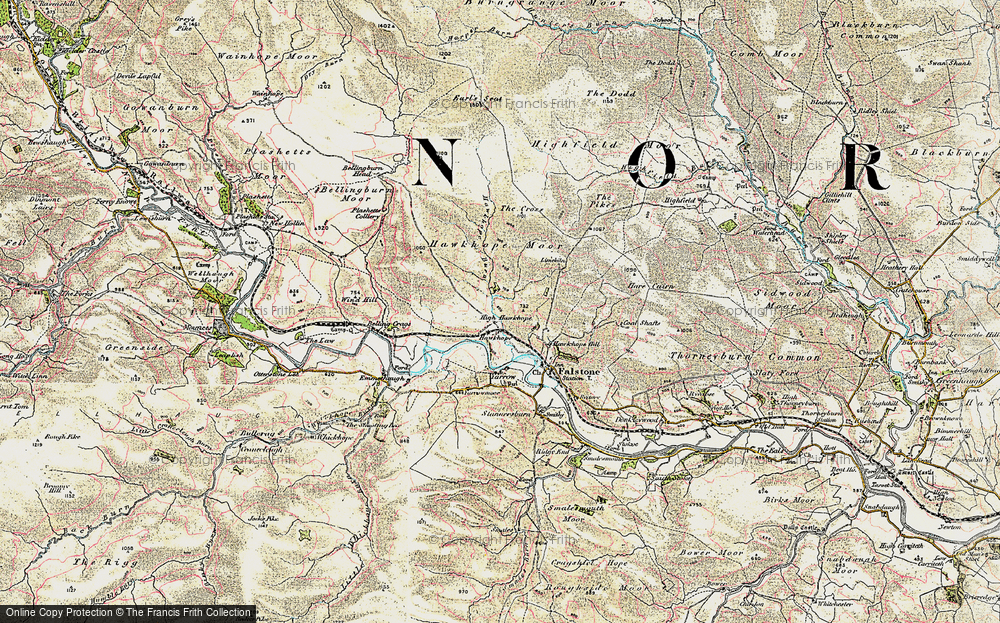 Old Map of Historic Map covering Belling Burn in 1901-1904
