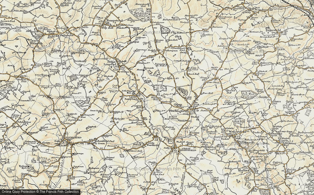 Old Map of Historic Map covering Brent Hall in 1898-1899