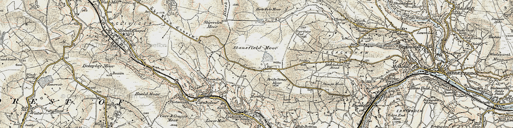 Old map of Bride Stones Moor in 1903