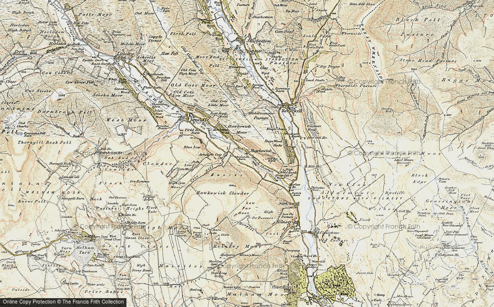 Old Map of Historic Map covering Wharfedale in 1903-1904