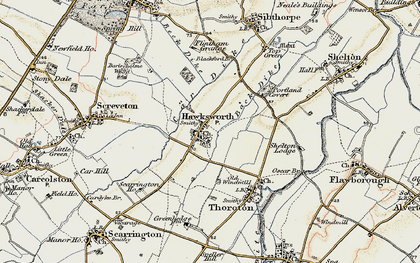 Old map of Hawksworth in 1902-1903