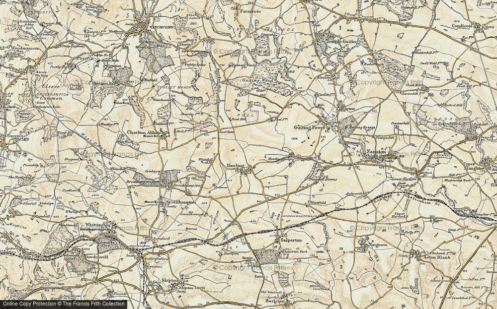 Old Map of Historic Map covering Windrush Hill in 1898-1900