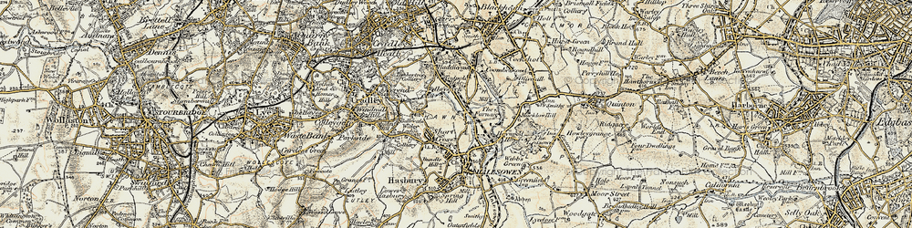 Old map of Hawne in 1901-1902
