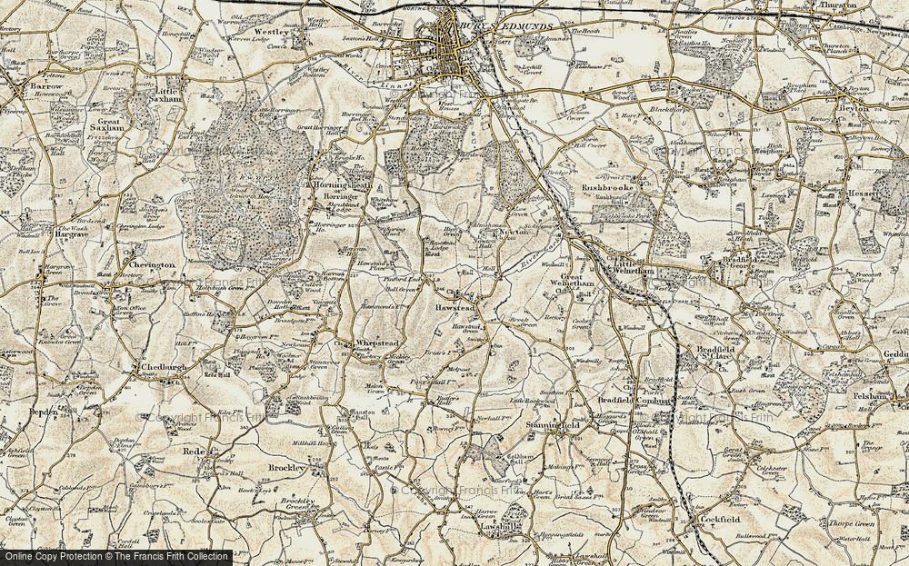 Old Map of Hawstead, 1899-1901 in 1899-1901