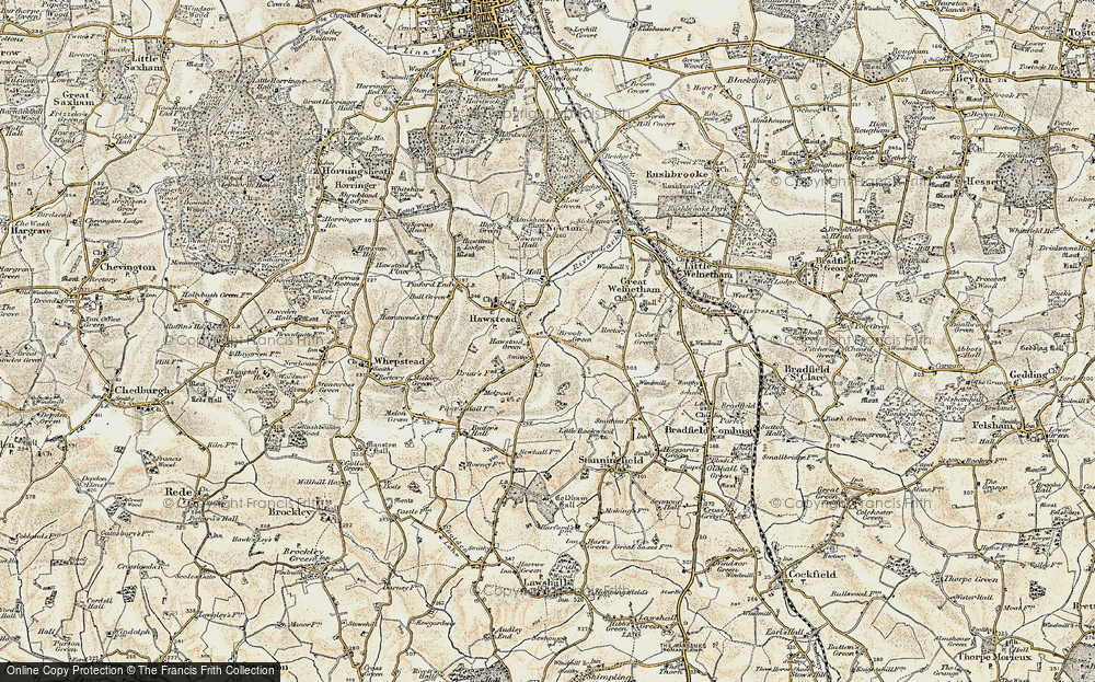 Old Map of Hawstead Green, 1899-1901 in 1899-1901